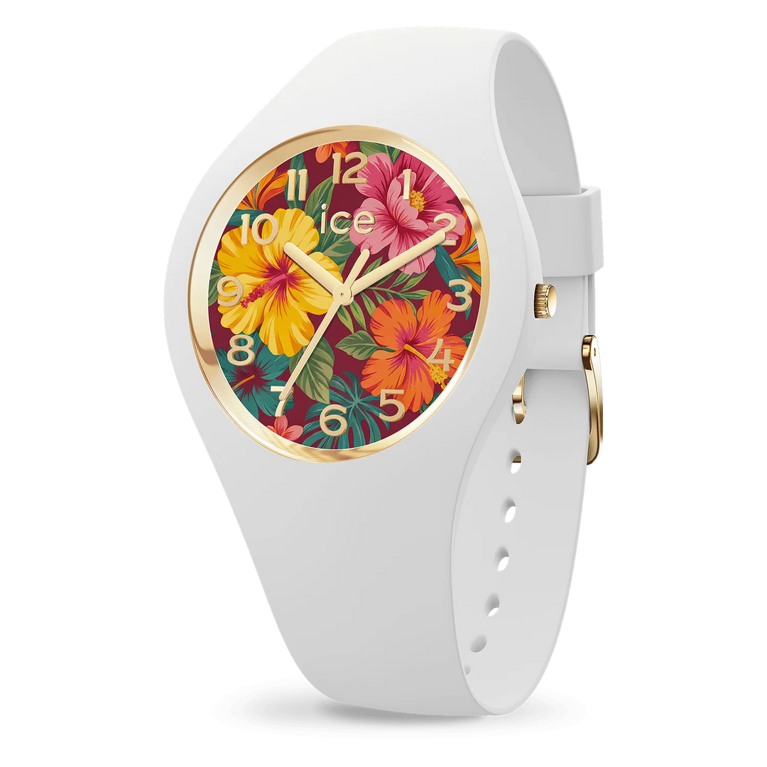 ICE Watch Flower Tropical Garden – Weißes Silikonarmband Vergoldet 025901