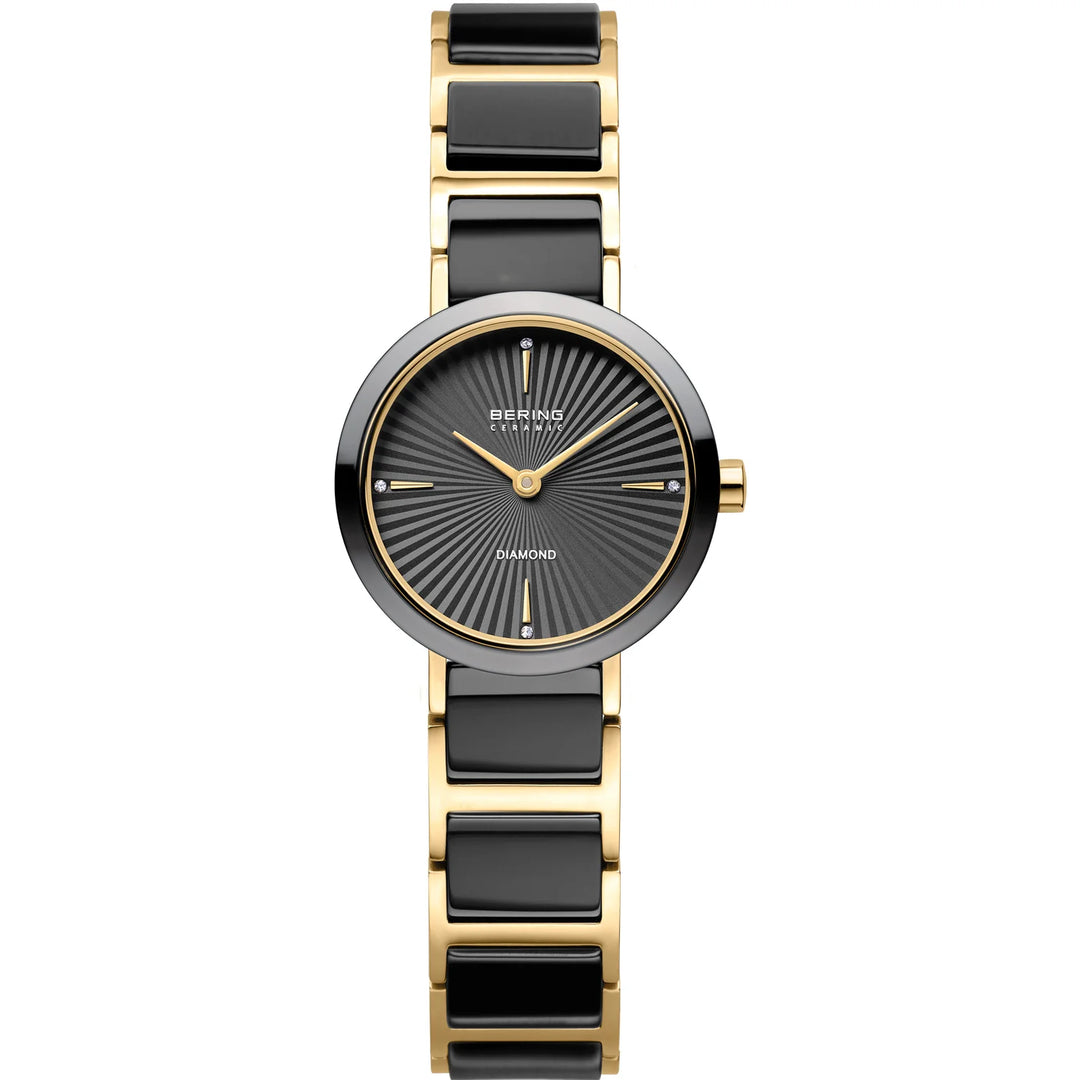 BERING Ceramic Damenuhr 10725-732 – Keramik-Lünette, Saphirglas, gold glänzend