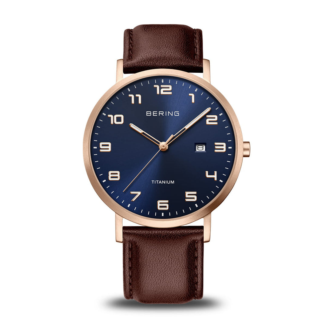 Bering Herrenuhr – Titanium, roségold gebürstet 18640-569