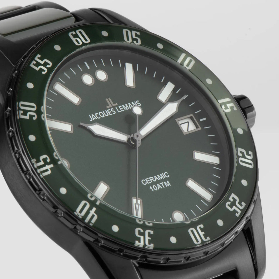 Jacques Lemans Liverpool 42-10F - Herren Quarzuhr mit Keramik-Armband 42mm