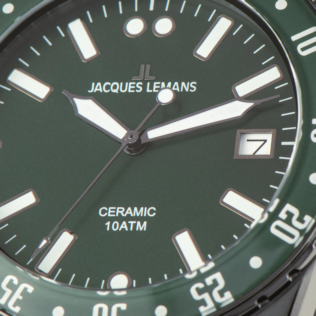 Jacques Lemans Liverpool 42-10F - Herren Quarzuhr mit Keramik-Armband 42mm