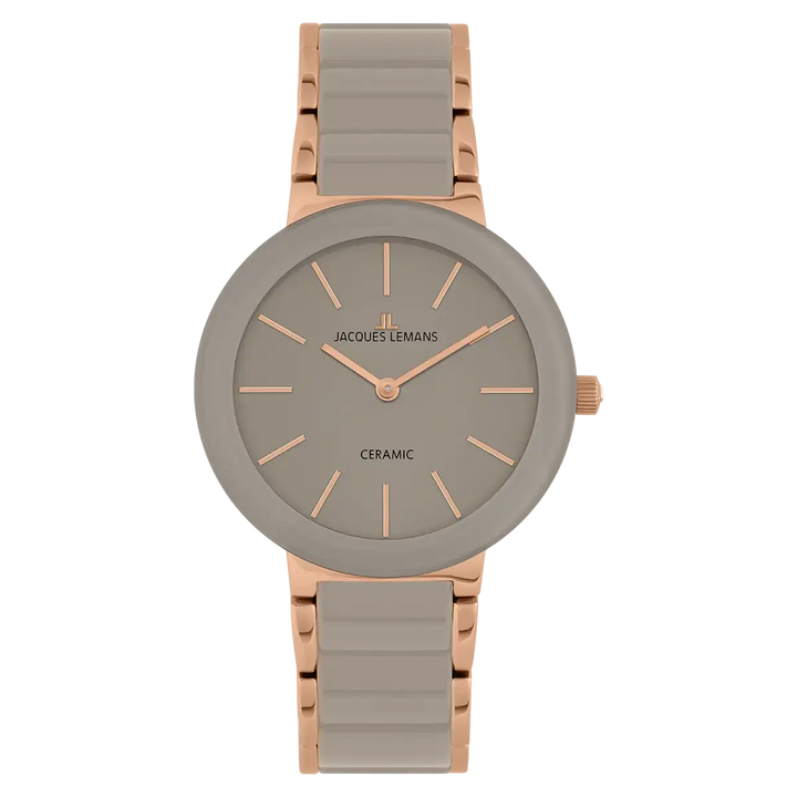 Jacques Lemans Monaco 42-7T - Elegante Damen Quarzuhr IP-Rosé mit Keramik