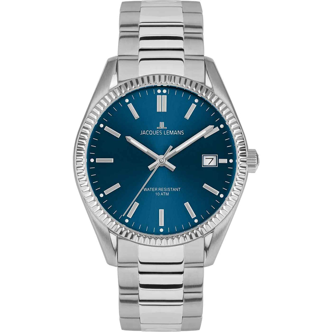 Jacques Lemans Derby 50-4C - Elegante Damen Quarzuhr mit blauem Zifferblatt