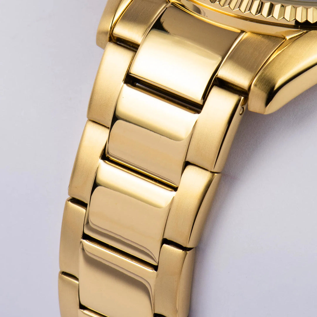 Jacques Lemans Derby 50-4N - Elegante Damen Quarzuhr IP-Gold mit Perlmutt