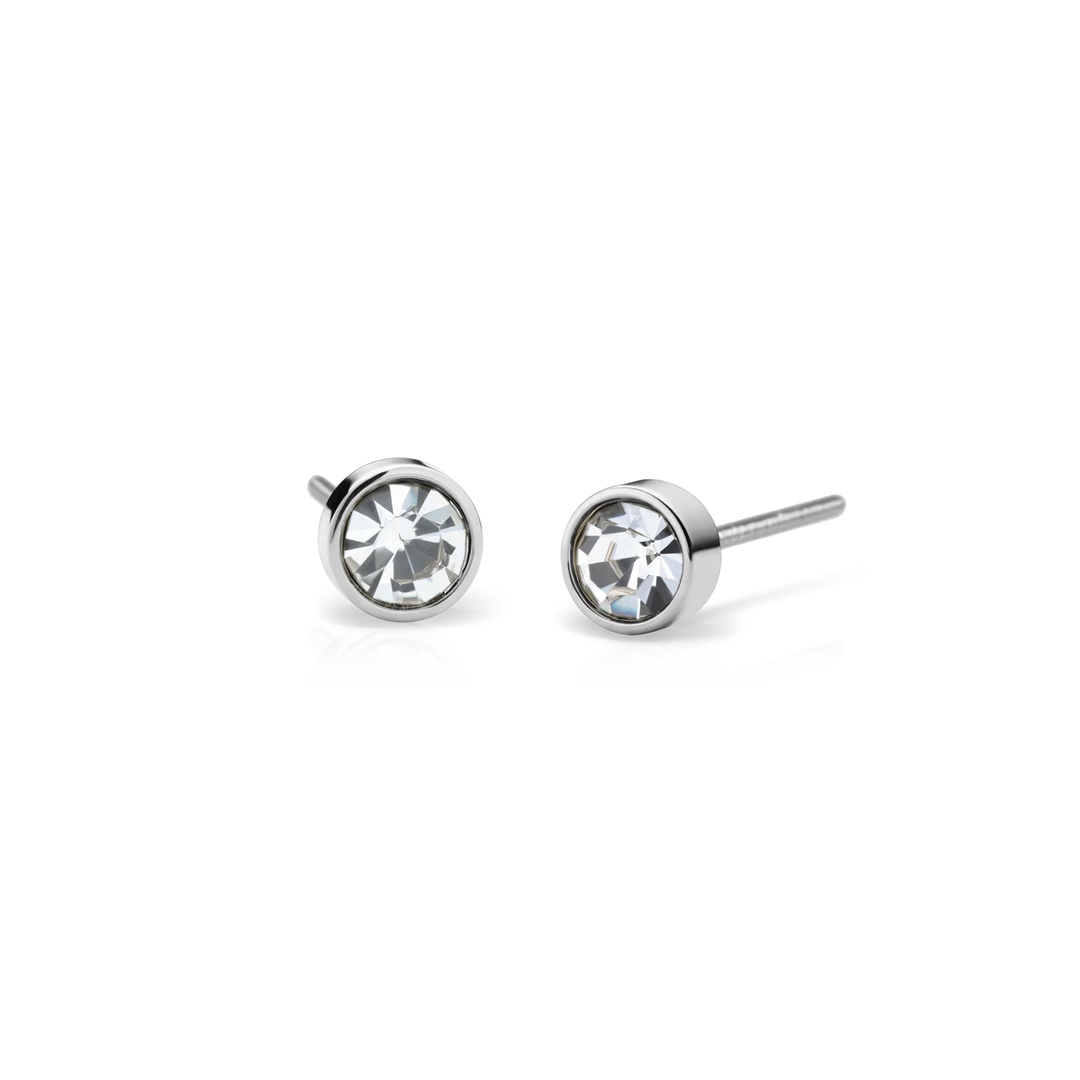 BERING Ohrstecker mit Kristall, Edelstahl silberfarben, 5 mm
