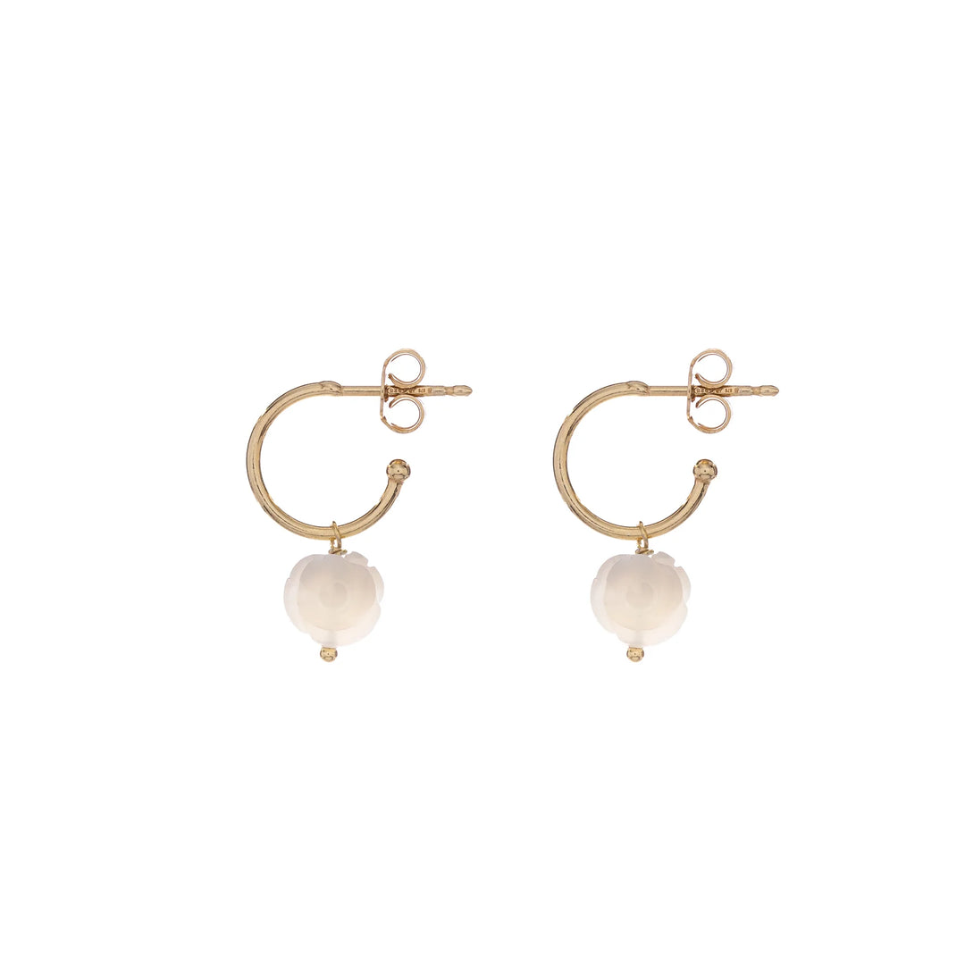 Creolen White Queen mit Perlmutt-Rose – 925er Silber vergoldet