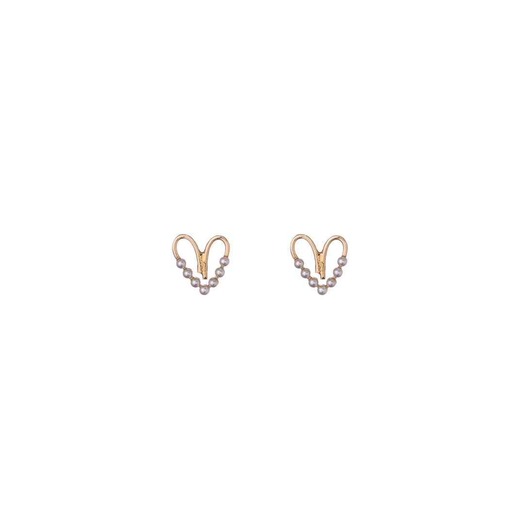 Ohrstecker Pearly Heart mit Herz & Mikroperlen vergoldet