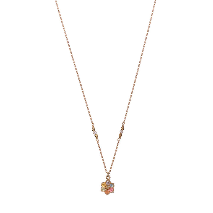Halskette Prim Rainbow mit bunter Blume – 925er Silber vergoldet