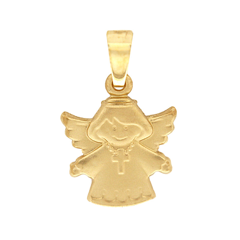 Schutzengel Anhänger Gelbgold | Mattiert Echtgold