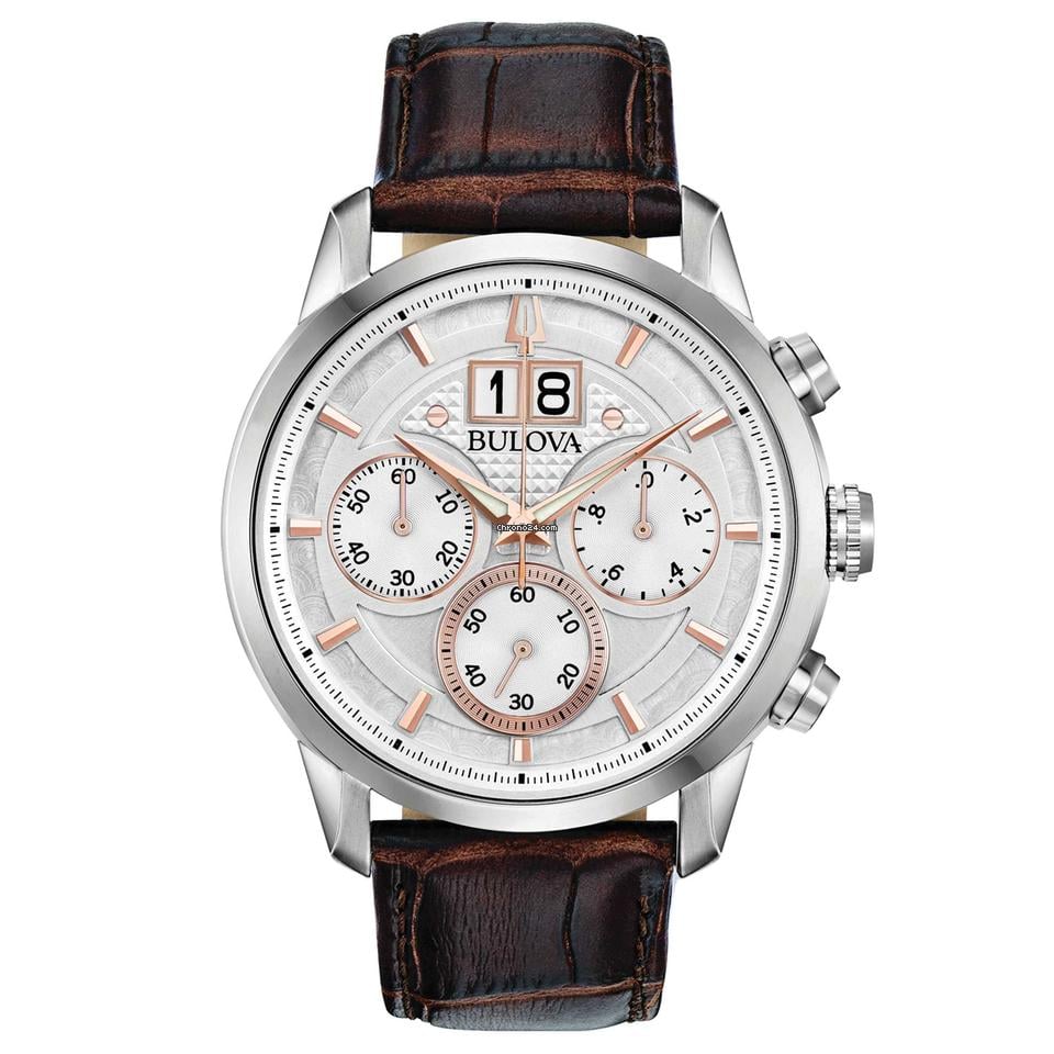 Bulova Sutton 96B309 Chronograph - Herrenuhr mit Großdatum & Lederarmband