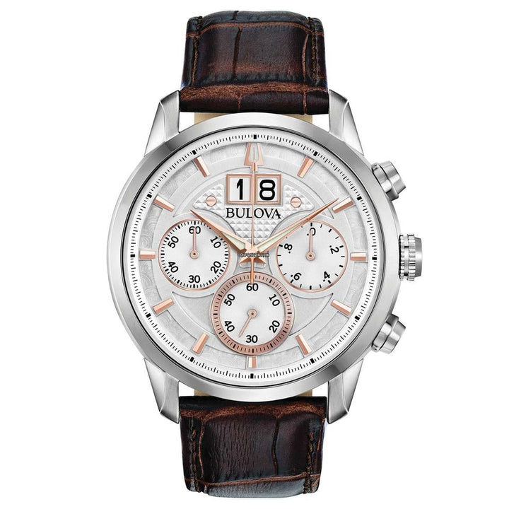 Bulova Sutton 96B309 Chronograph - Herrenuhr mit Großdatum & Lederarmband