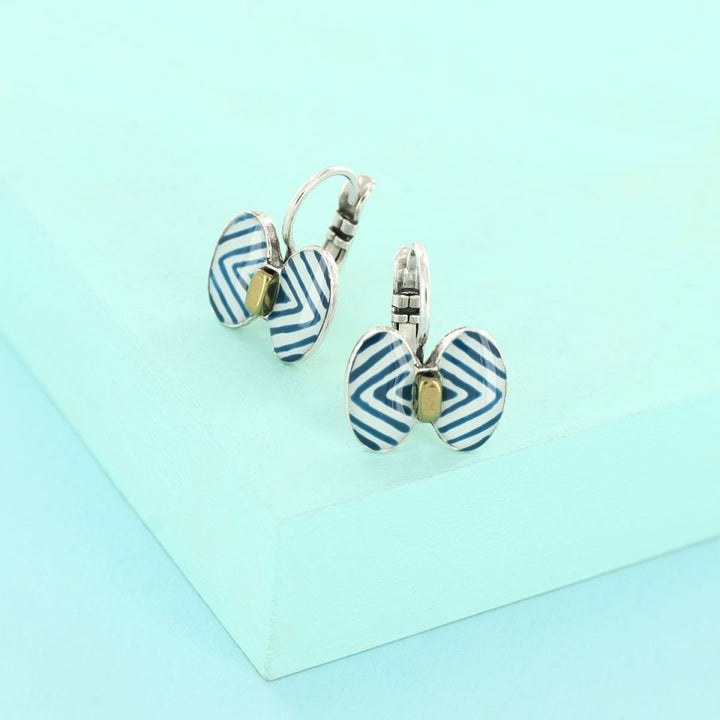 Taratata Ohrringe Ephémère Blau-Weiß - Modeschmuck mit Hämatit