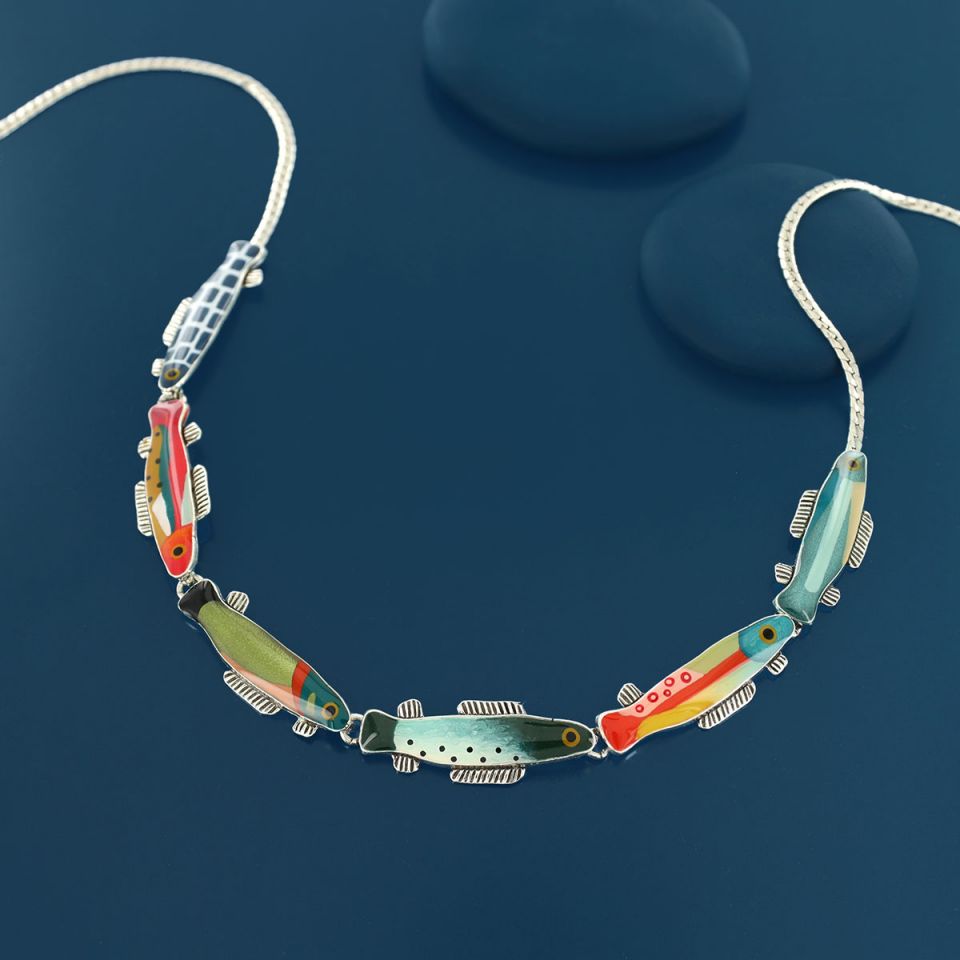 Taratata Halskette Blue – Handbemalte Designer-Halskette mit Tiermotiv in Bronze