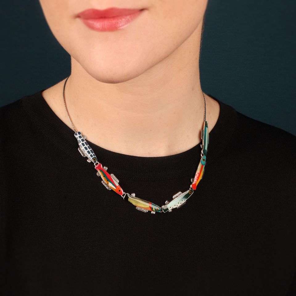 Taratata Halskette Blue – Handbemalte Designer-Halskette mit Tiermotiv in Bronze