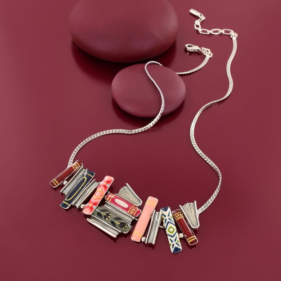 Taratata Halskette Romans – Bunte Statement-Kette mit handgemalten Mustern