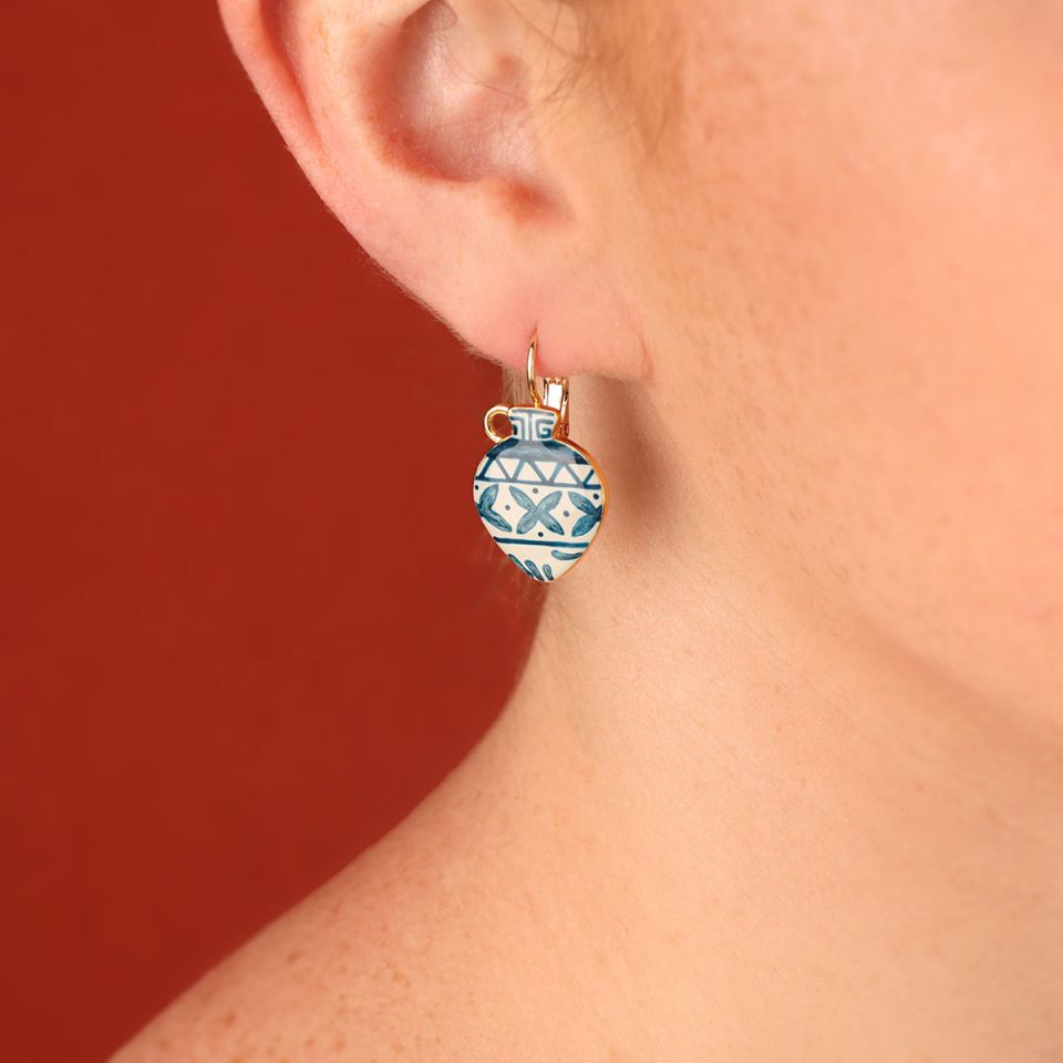 Taratata Ohrringe Antique – Elegante Ohrringe in Weiß-Blau mit antikem Design