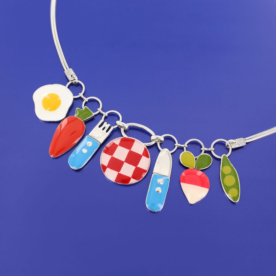 Taratata Halskette Dinette – Bunte Sommer-Kette mit handgemalten Mustern