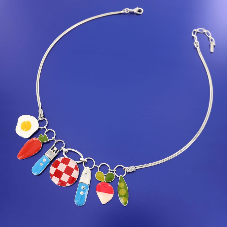 Taratata Halskette Dinette – Bunte Sommer-Kette mit handgemalten Mustern