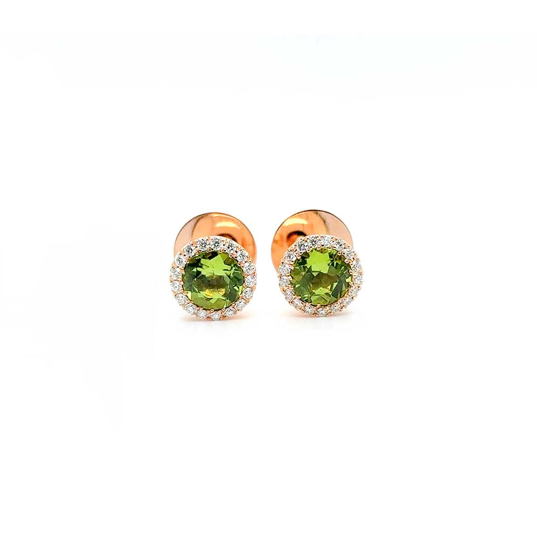 Ohrstecker 750 Roségold, Peridot und Brillanten