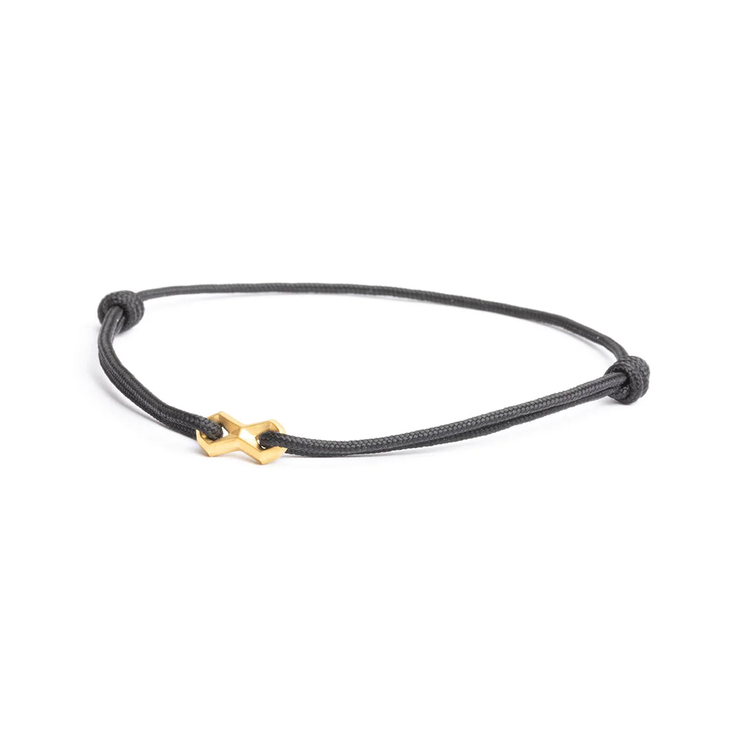 Nylonarmband 1,5 mm, schwarz, Infinity-Zeichen vergoldet