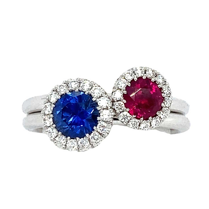 Ring 750 Weißgold mit 0,76 ct Safir & 0,17 ct Brillanten