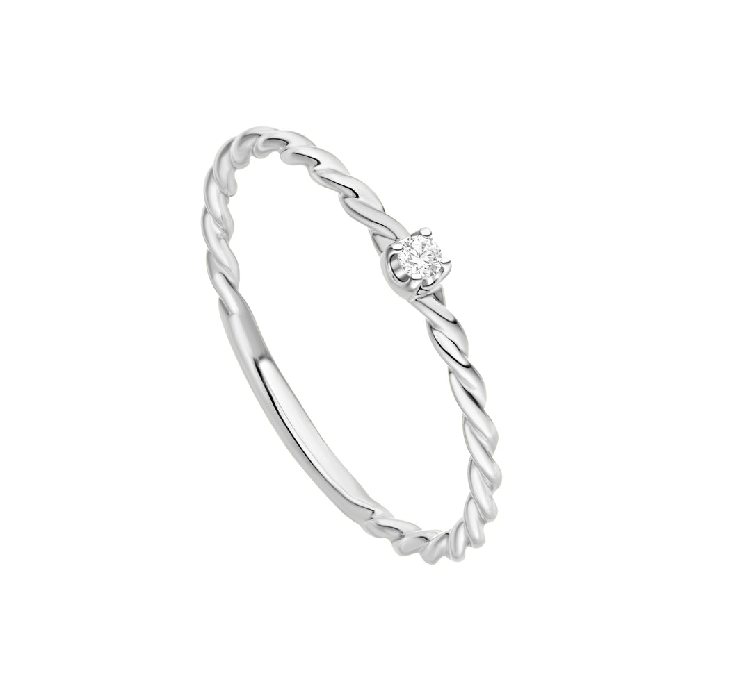 Solitärring 585 Weißgold Diamant 0,04 ct – Klassischer Verlobungsring