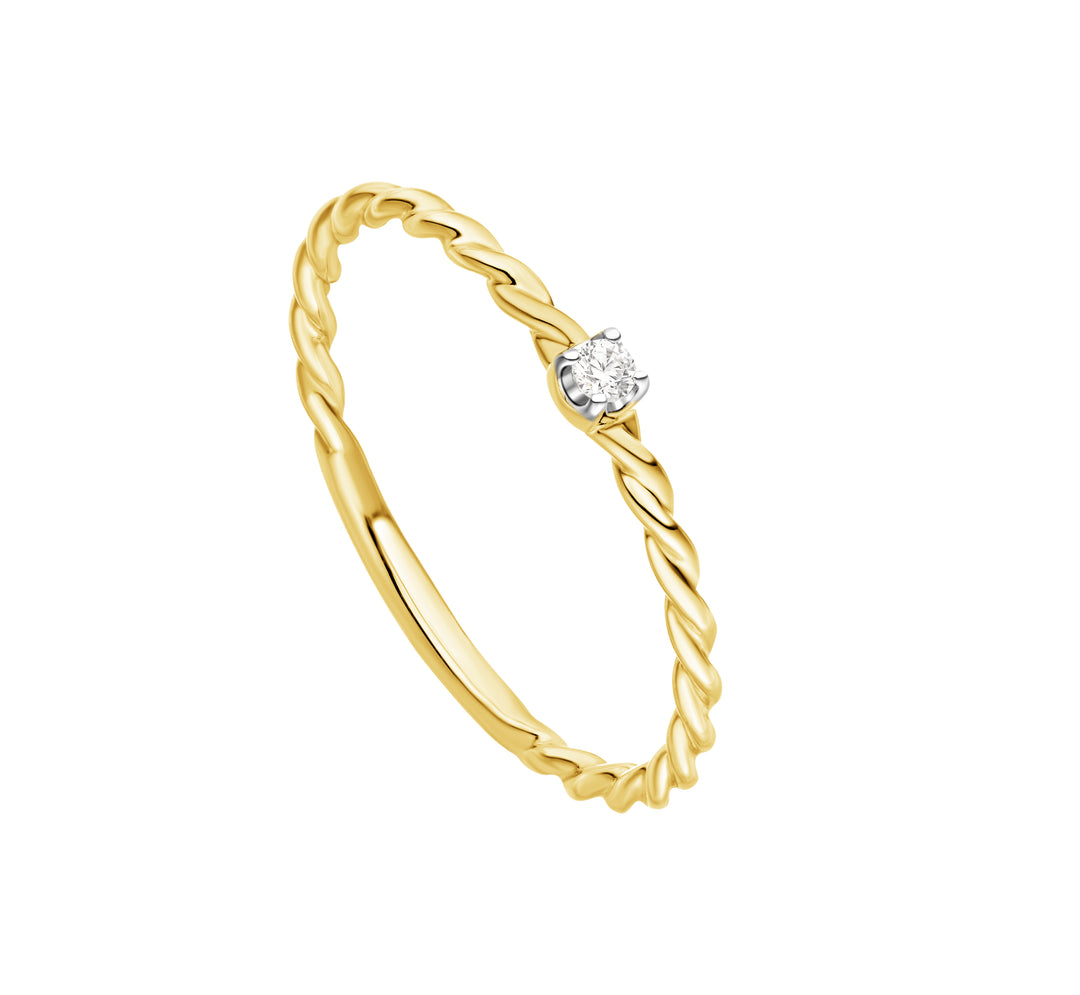 Solitärring 585 Gelbgold Diamant 0,04 ct – Klassischer Verlobungsring