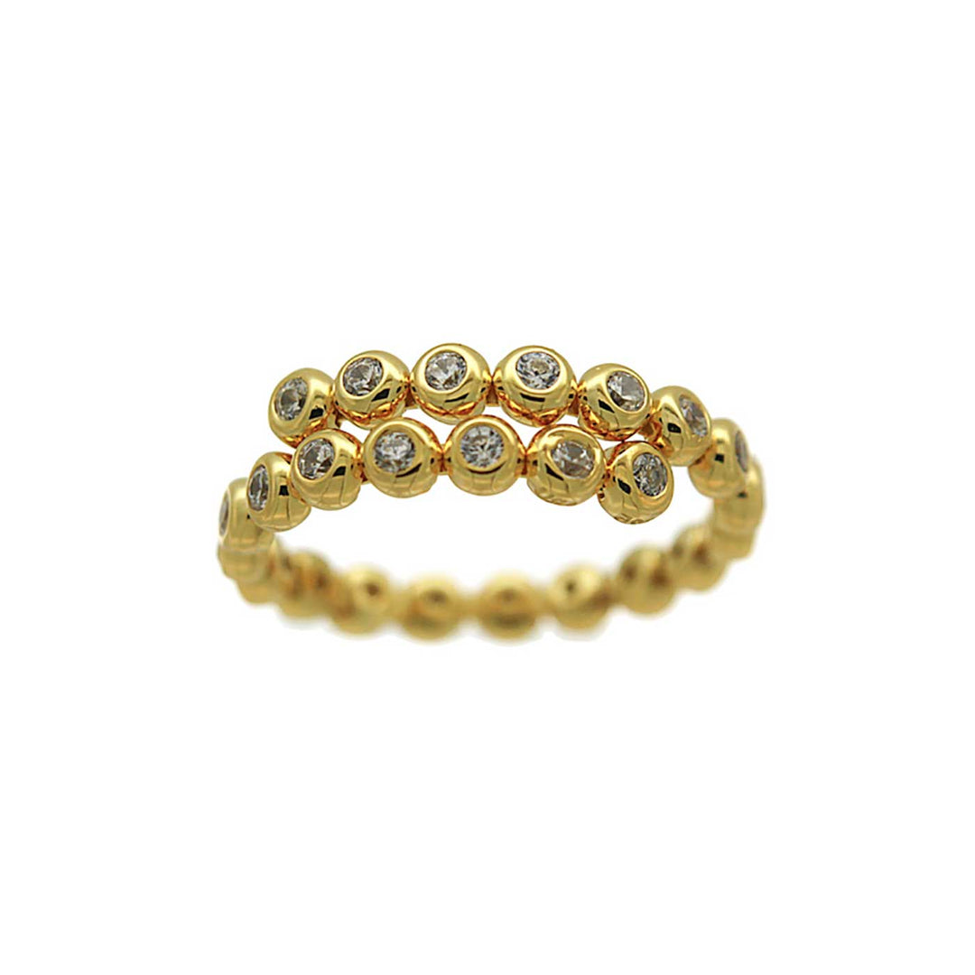 Ring Sterlingsilber vergoldet, 23 Zirkonia