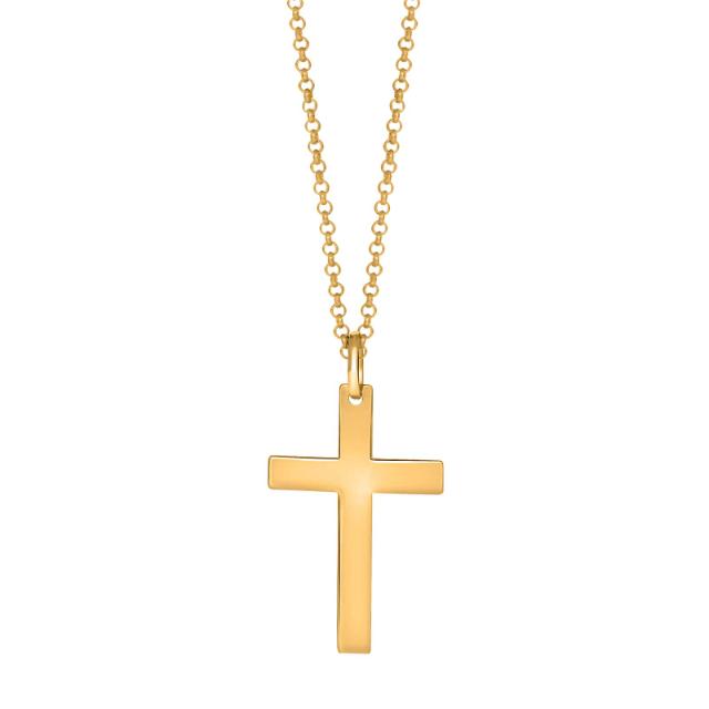 SON Halskette Herren Edelstahl vergoldet mit Kreuz 60cm
