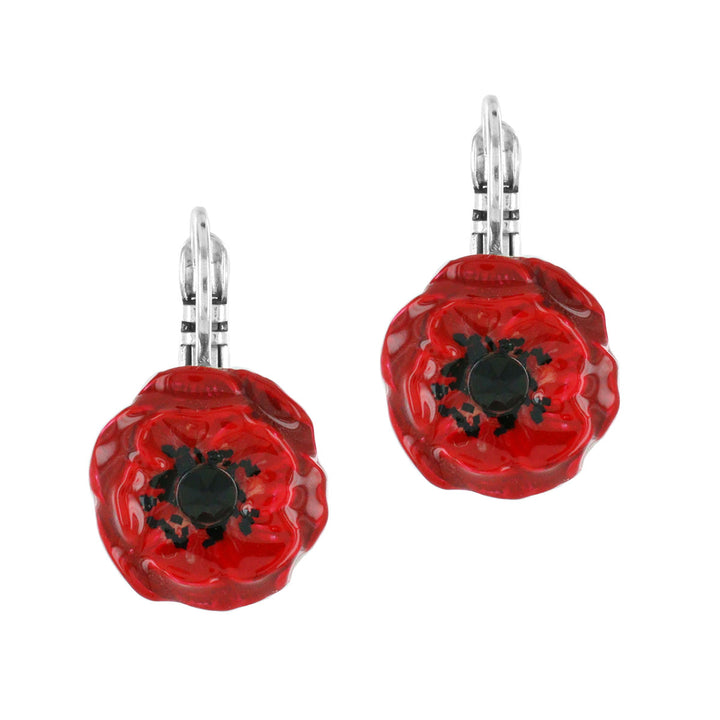 Taratata Ohrringe Joli Coquelicot – Bunte Mohnblumen-Ohrringe mit Strasssteinen