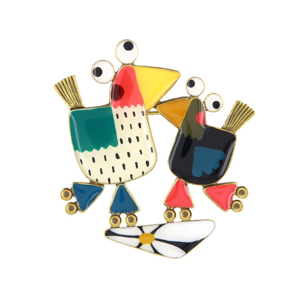 Taratata Brosche Roule Ma Poule – Bunte Statement-Brosche