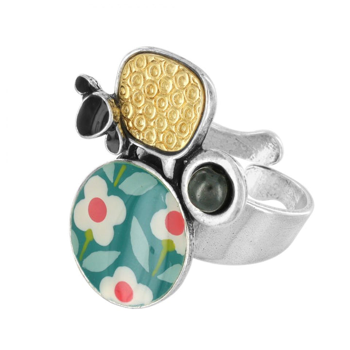 Taratata Ring Tweed - Variabler Modeschmuck Bunt mit Hämatit
