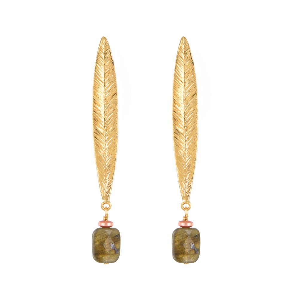 Taratata Ohrstecker Olive – Elegante Ohrringe mit Labradorit & Hämatit