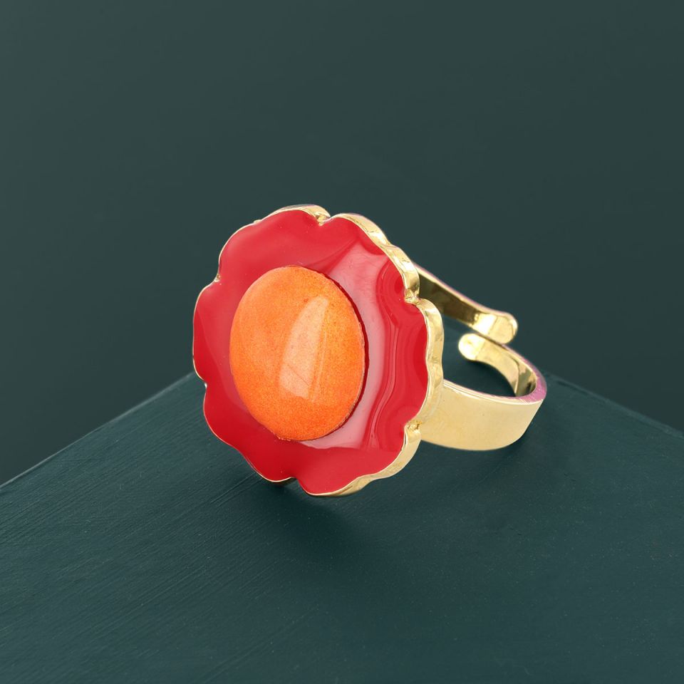 Taratata Ring Arty – Bunter Blumen-Ring mit handgemalten Mustern