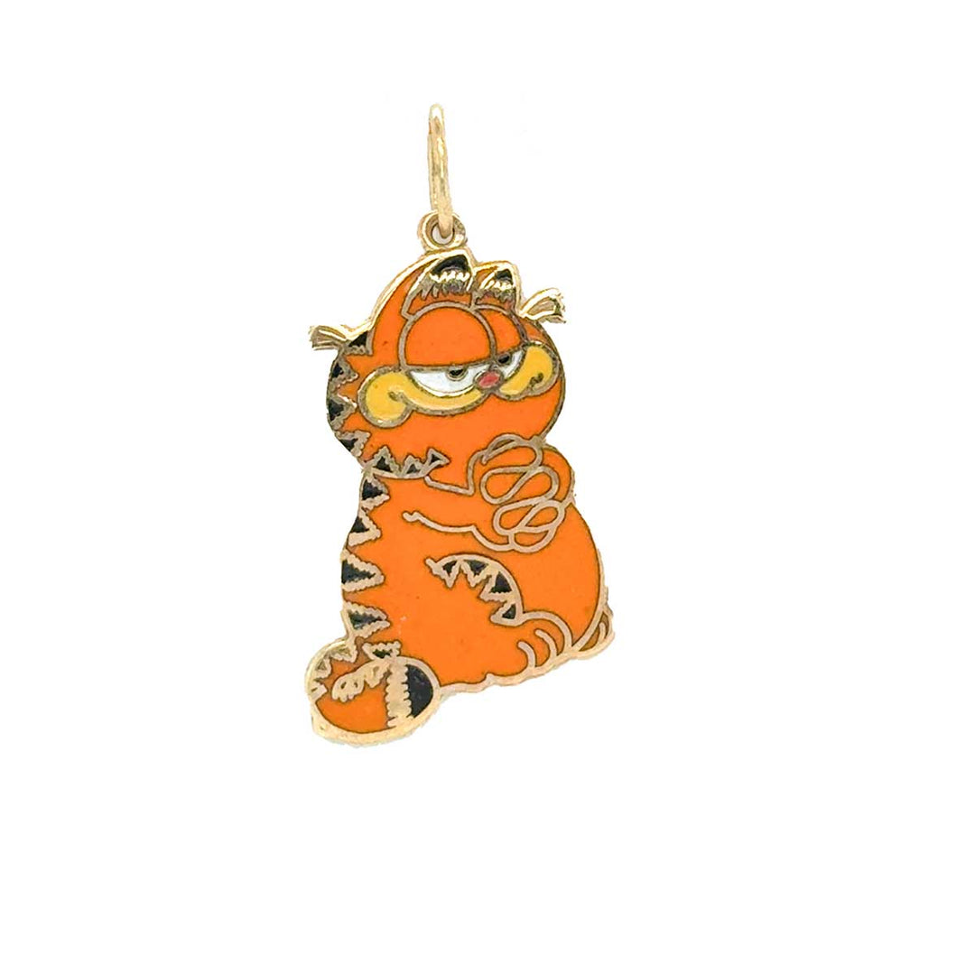 Anhänger Garfield 585 Gelbgold mit Emaille