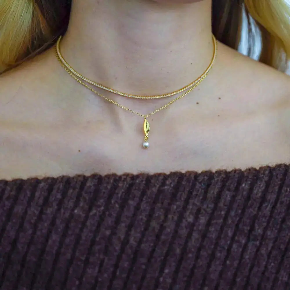 Halskette Theanor – Sterlingsilber, Perle