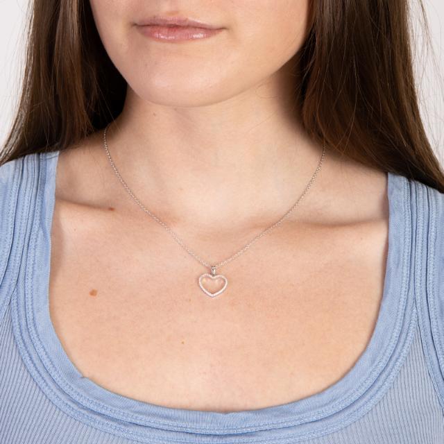 Herz-Halskette AIDANOR Sterlingsilber rhodiniert 16 mm
