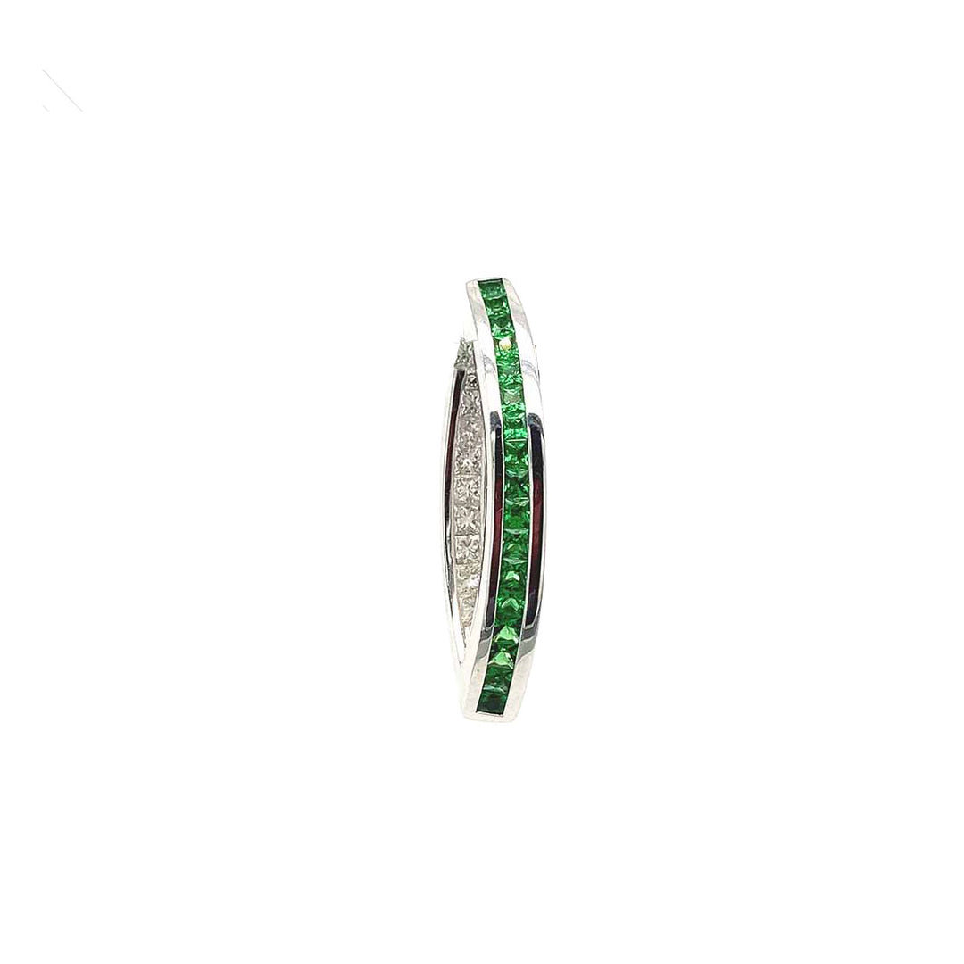 Tsavorit-Anhänger 585 Weißgold Diamant 0,40ct | Set mit Kautschuk-Kette 42 cm