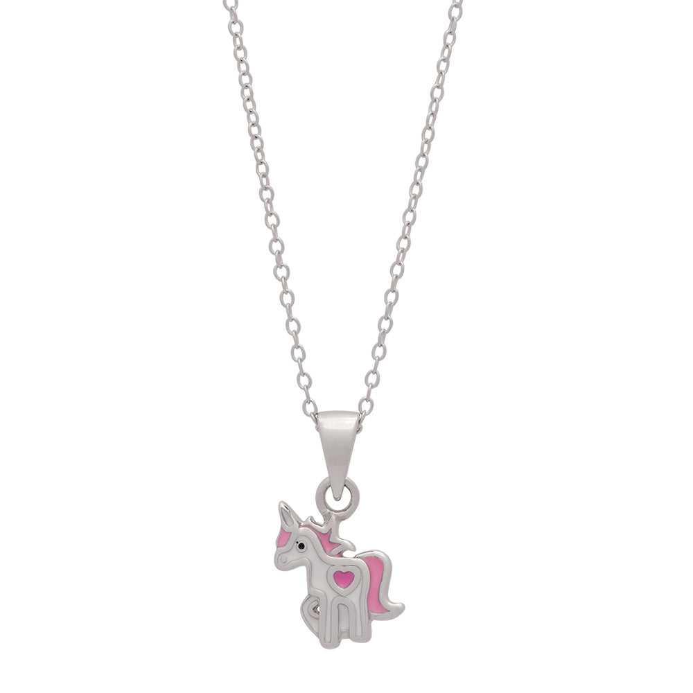 NOA Kids Halskette Einhorn-Anhänger Sterlingsilber emailiert