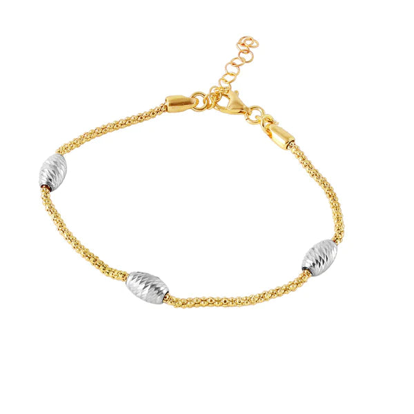 Popcorn Armband 925 Sterlingsilber vergoldet 18k
