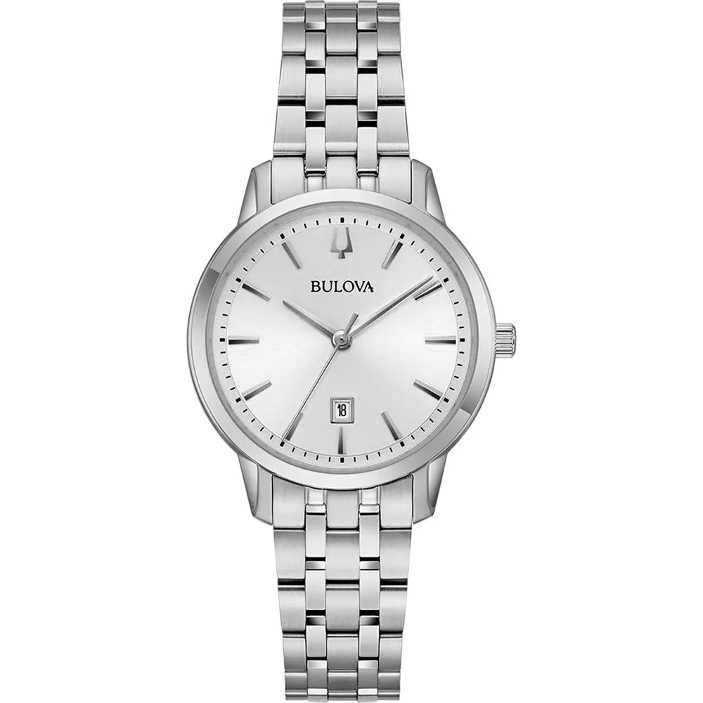 Bulova Classic 96M165 Damenuhr - Edelstahl mit Datum & weißem Zifferblatt