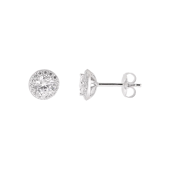 Solitaire Ohrstecker Zirkonia 8 mm | 925 Sterlingsilber rhodiniert