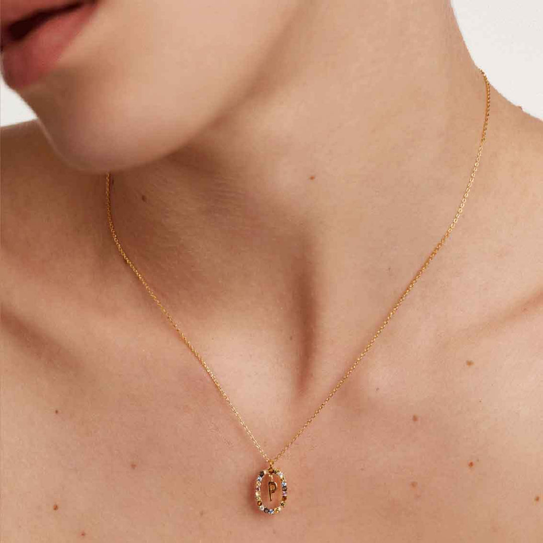 Halskette P Buchstabe, Sterlingsilber vergoldet - My Fine Jewellery